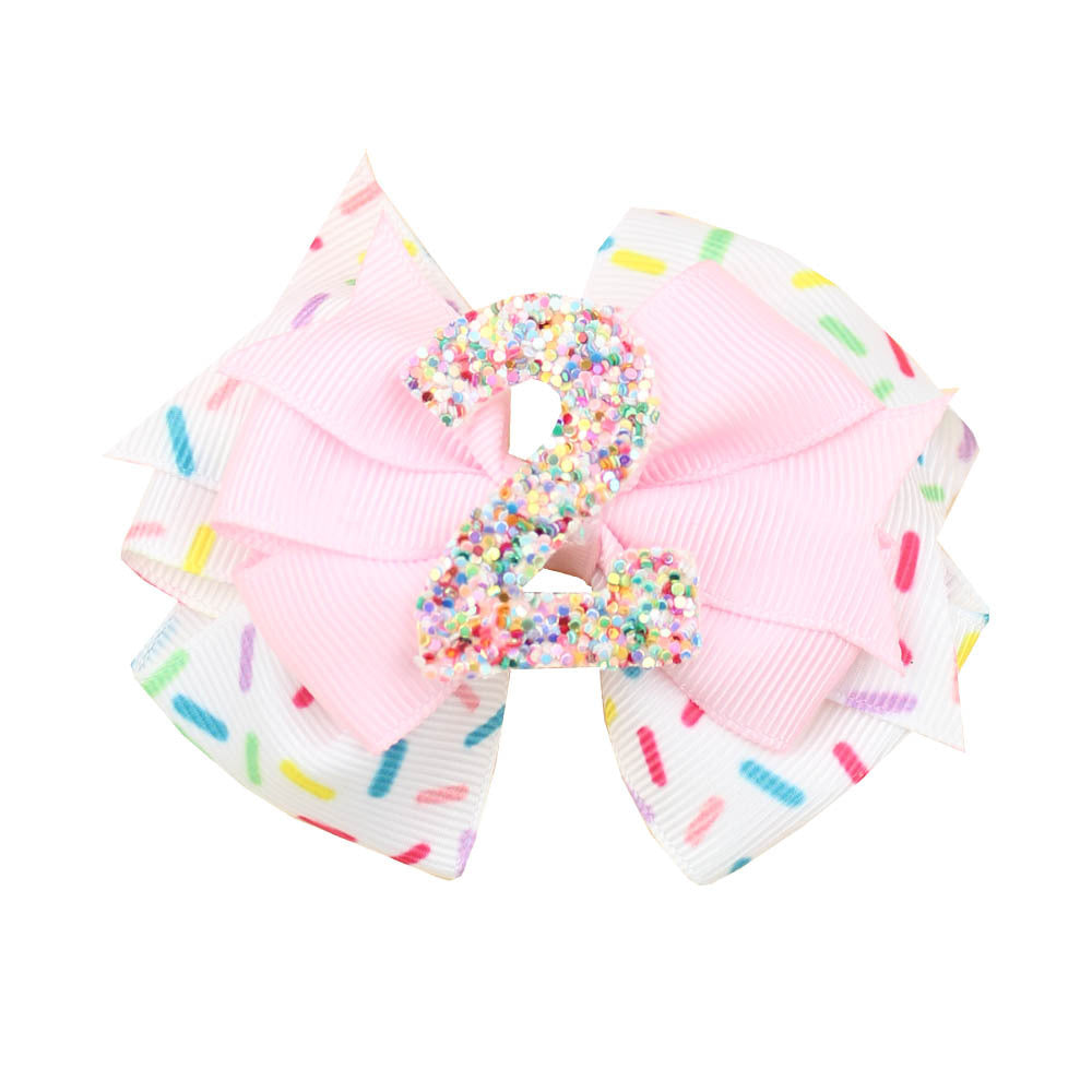 Wholesale 5pcs Birthday Number Gretel Baby Ice Cream Pink Hair Clip